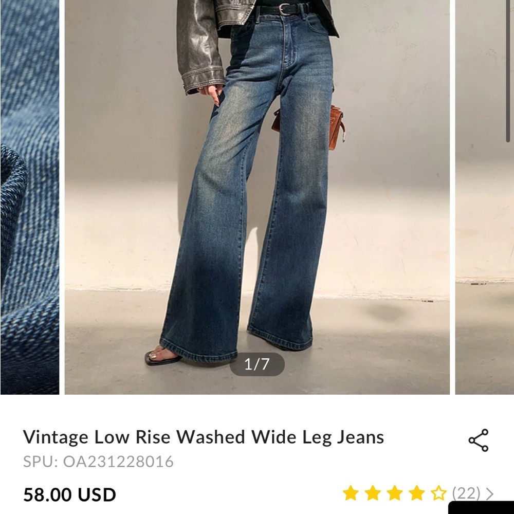 Vintage Low Rise Washed Wide Leg Jeans - size small